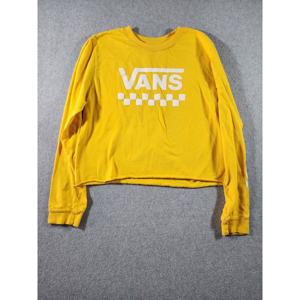 Vans Women's Cropped T-Shirt, Large Yellow, Long Sleeve, Tiny Imperfection!